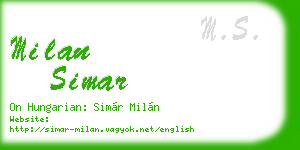 milan simar business card